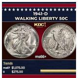1941-d Walking Liberty Half Dollar 50c ms66+ SEGS