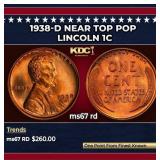 1938-d Lincoln Cent Near Top Pop 1c ms67 rd SEGS
