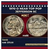 1970-d Jefferson Nickel Near Top Pop 5c ms66 SEGS