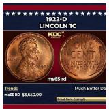 1922-d Lincoln Cent 1c ms65 rd SEGS