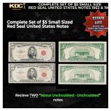 Complete Set of $5 Small Size Red Seal United Stat