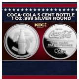 Coca-Cola 5 Cent Bottle 1 oz .999 Silver Round