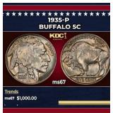 1935-p Buffalo Nickel 5c ms67 SEGS