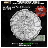 5x **STAR NOTES** 1957 $1 Blue Seal Silver Certifi