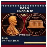 1987-s Proof Lincoln Cent 1c pr70 rd dcam SEGS