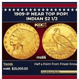 1909-p Gold Indian Quarter Eagle Near Top Pop! $2