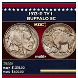 1913-p Ty I Buffalo Nickel 5c Grades GEM++ Unc