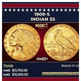 1909-s Gold Indian Half Eagle $5 Select Unc USCG
