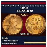 1911-p Lincoln Cent 1c Grades Gem+ Unc RD
