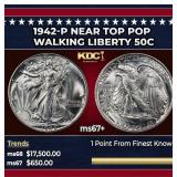 1942-p Walking Liberty Half Dollar Near Top Pop 50