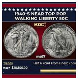 1940-s Walking Liberty Half Dollar Near Top Pop 50
