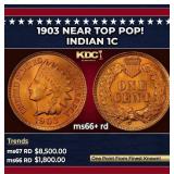 1903 Indian Cent Near Top Pop! 1c ms66+ rd SEGS