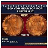 1909 VDB Lincoln Cent Near Top Pop! 1c ms67 rd SEG