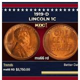 1919-d Lincoln Cent 1c ms66 rd SEGS