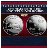 2019 Year of the Pig 1 oz .999 Silver Round