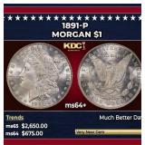 1891-p Morgan Dollar $1 ms64+ SEGS