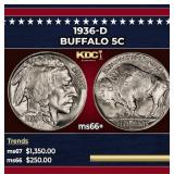 1936-d Buffalo Nickel 5c Grades GEM++ Unc