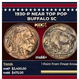 1930-p Buffalo Nickel Near Top Pop 5c ms66+ SEGS