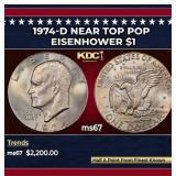 1974-d Eisenhower Dollar Near Top Pop $1 ms67 SEGS
