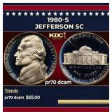 1980-s Proof Jefferson Nickel 5c pr70 dcam SEGS