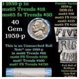 BU Shotgun Jefferson 5c roll, 1959-p 40 pcs Bank $