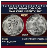 1937-d Walking Liberty Half Dollar Near Top Pop 50