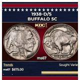 1938-d/s Buffalo Nickel 5c ms67 SEGS