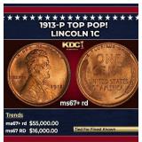 1913-p Lincoln Cent TOP POP! 1c ms67+ rd SEGS