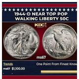 1944-d Walking Liberty Half Dollar Near Top Pop 50