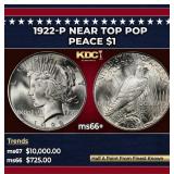 1922-p Peace Dollar Near Top Pop $1 ms66+ SEGS