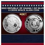2022 Republic of Ghana 1 oz Silver 5 Cedis Space A