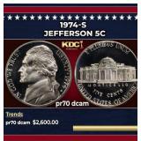 1974-s Proof Jefferson Nickel 5c pr70 dcam SEGS