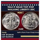 1942-p Walking Liberty Half Dollar Near Top Pop 50