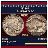 1918-p Buffalo Nickel 5c ms66 SEGS