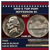 1970-s Jefferson Nickel TOP POP! 5c ms66 5fs SEGS