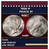 1926-p Peace Dollar $1 ms65+ SEGS