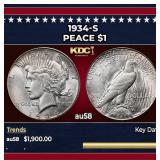 1934-s Peace Dollar $1 au58 SEGS