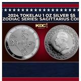 2024 Tokelau 1 oz Silver $5 Zodiac Series: Sagitta
