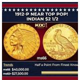 1912-p Gold Indian Quarter Eagle Near Top Pop! $2