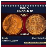 1916-d Lincoln Cent 1c ms65 rd SEGS