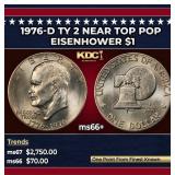 1976-d Ty 2 Eisenhower Dollar Near Top Pop $1 ms66