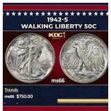1942-s Walking Liberty Half Dollar 50c Grades GEM+