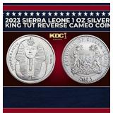 2023 Sierra Leone 1 oz Silver King Tut Reverse Cam