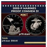 2005-P Marines Proof Modern Commem Dollar $1 pr70