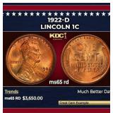 1922-d Lincoln Cent 1c ms65 rd SEGS
