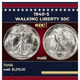 1940-s Walking Liberty Half Dollar 50c ms66 SEGS