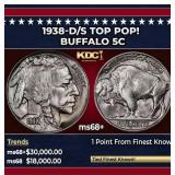 1938-d/s Buffalo Nickel TOP POP! 5c ms68+ SEGS