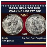 1945-d Walking Liberty Half Dollar Near Top Pop 50