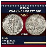 1939-d Walking Liberty Half Dollar 50c ms66+ SEGS