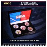 5 Coin Silver Plated Marvel Avengers Superhero Set